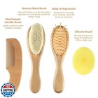 Baby Hair Brush And Comb Set  4-piece  For Newborn - Wooden Baby Hairbrush Se