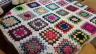 New Hand Crochet Granny Square Blanket Afghan Throw 40x50 White Trim 30 Squares