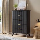 5 Drawers Dresser Wooden 47 2in Tall Chest Of Drawers Fluted Dresser For Bedroom