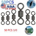 100 50x Rolling Barrel Swivel 220 Lb Fishing Swivels Solid Ring   3 0    