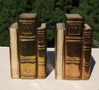 Vintage Htf Cast Metal Book Ends Set Of Bookends Shaped Like Books