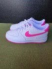 Nike Air Force 1 White Pink Unisex Kids Leather Sneaker 7y Lace Up Logo