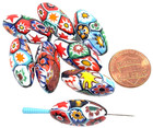 5 Vintage Millefiori Beads Sz  23 Venetian Glass Multicolored Beads