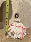 Antique Vintage Pin Cushion Half Doll Wearing A Bonnet Porcelain