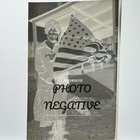 Vintage Photo Negative 1920s Patriotic Woman With American 48 Star Flag