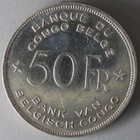 1944 Belgian Congo 50 Francs - Silver African Elephant - Old Cleaning - Lot 141a