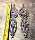 Pair Antique Victorian Escutcheon Keyhole Door Plates  Hardware Garland Pattern