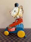 Rare Vintage Fisher Price  102 Drummer Bear Pull Toy - Made Only In 1931
