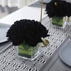 Artificial Velvet Rose Flower Centerpiece Arrangement In Vase Wedding Black