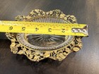 Vintage Trinket Soap Dish Matson Vanity Ormolu Gold   Glass Rose Leaf