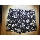 Gloria Vanderbilt Womens Black White Floral Print Shorts Size 14 Mid Rise Casual
