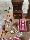Vintage Dollhouse Miniature Furniture   Accessory Mixed Lot Piano Clock Dining