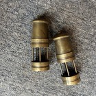 Vintage   Antique Miniature Brass Miners Mining Lamp Light And One Other