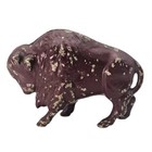 Vtg Cast Metal Buffalo Bank 5  Bison Southwest Retro Coin Still Bank Red Brown