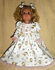 18  Doll Clothes -honey Bees Flannel Nightgown  Bows And Teddy Bear