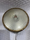 Vintage Glass Powder Jar W  Metal Lid Floral Motif  Approx  3 In Tall