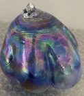Hand Blown Art Glass Ornament Polymorphic Iridescent Blues 4   
