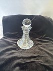 Vintage Clear Glass crystal  Perfume Bottle W stopper - Cut W rows Lines
