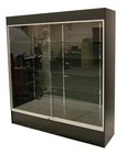 6 Foot Wide Black Wood Wall Display Showcase With Led Lights And Lock With Keys