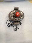 Antique Tibetan Gua Amulet Pure Silver With Red Coral
