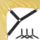 4 Pcs Adjustable Triangle Fitted Straps Fasteners Holders Garters For Bed Sheets