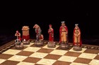 Camelot King Arthur Chess Set Handmade Wooden Board Hand Painted Knights Xmas    