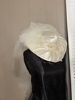 Vintage White Satin Wedding Hat With Veil