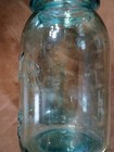 Rare Vintage Blue Aqua Ball Perfect Mason Jar 1923-1933  4 W 8 Bubble Errors