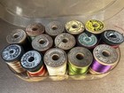 Vintage Fly Rod Winding Silk   Fly Tying Thread Lot   14 Wooden Spools