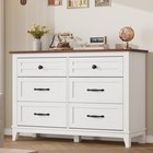 6 Drawer Dresser 47  Wide Wood Chest Of Drawers Modern Farmhouse For Bedroom
