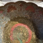Vintage Indian Brass Peacock Bowl Colorful Boho Decor Made In India Cottage Ind 