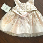 Couture Princess Dress Girls 6m Pink Gold Floral Fit Flare Embroidered Tulle