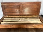 Antique Oak Hanging Map Cabinet With Original Vintage Maps