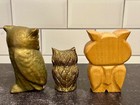 3 Vintage Owl Figurines  Paperweight  Desk Decor Gift - Read
