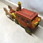 Vintage Fisher Price Wooden Pull Toy  Stage Lines 175  Gold Star 16 