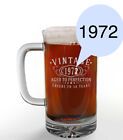 Vintage 1972 Etched 16 Oz Glass Beer Mug Stein Dishwasher Safe Gift Idea