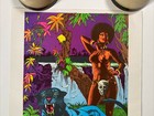 Lady And Panther Blacklight Poster Vintage Original Jungle Cat Afro Woman 1970s