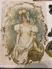 Antique 1800s Victorian  Lady Scraps Pictures Baby Red Riding Hood Litho Print