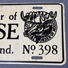 Vintage Moose Lodge 398 Columbus Indiana Metal Vanity License Plate Sign