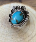 Vtg Navajo Native American Artisan Turquoise And Silver Ring Signed Wl Sz 6 1 4