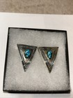 Vintage Navajo Turquoise And Sterling Collar Tips