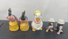 Vtg Lot 5 Salt Pepper Shakers Penguin Ceramic Gold Trim Hat Japan Kreiss Peacock