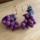 Vintage Artificial Grape Clusters Faux Fruit Decorative Home Decor Set Glitter