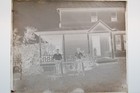 Antique 4x5 Inch Plate Glass Negative Of Two Men Outside With Bicycles E14