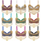 Women Bralette Adjustable Straps Bra Sparkly Tops Cosplay Competition Tassels