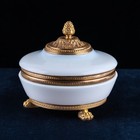 Antique French Opaline Glass Box White Bulle De Savon Gilt Bronze Mounts Paws