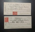 1899 Us Lot 5 Old Baltimore  National Union Bank Maryland Checks Revenue Stamps