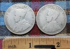 2 Canadian 80  Silver 50-cent Coins  Canada Silver Coins  No Dates  Km 25a