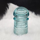 Brookfield New York Blue Aqua  3 Glass Insulator W  Carbon Bubbles