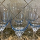 6 Sasaki Hawthorne Azure Blue Clear Twist Stem Water Goblet 7 1 8   t Htf